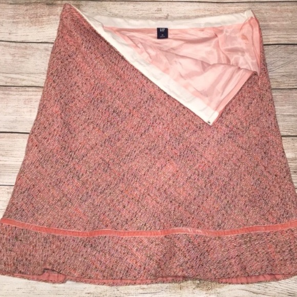 Gap Pink Multi Color Lined Tweed Skirt with Ruffle - Picture 6 of 6